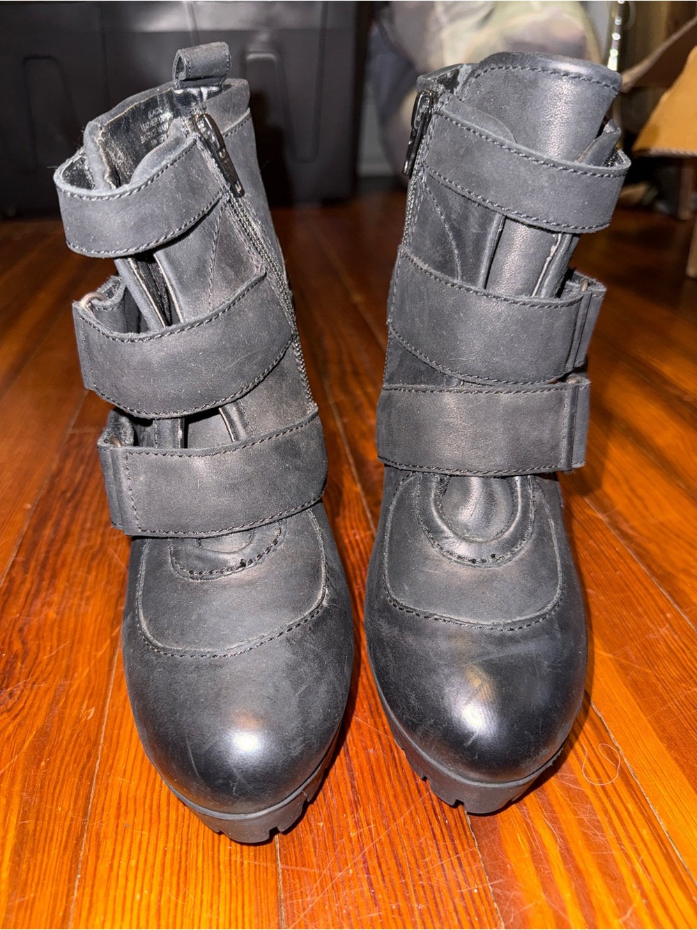 Steve Madden Black Strap Ankle Boots